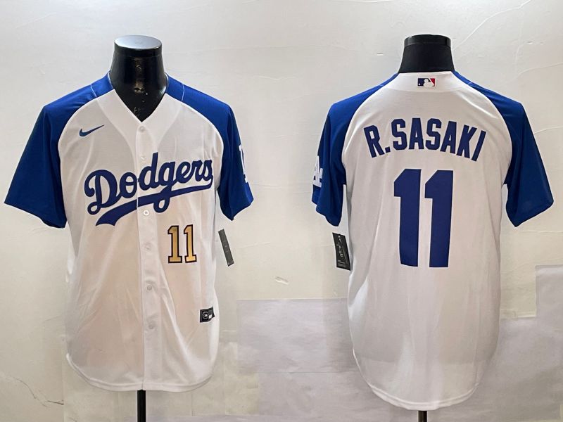 Men Los Angeles Dodgers #11 R.Sasaki White Fashion Game 2025 Nike MLB Jersey style 6